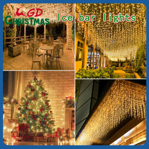 GD Christmas LED Christmas Light Icicle Waterfall Fairy String Curtain Lights Garland Outdoor Wedding Party Decor