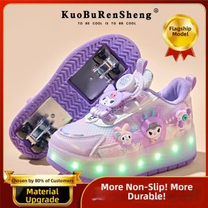 KUOBURENSHENG | Charging Light Retractable Wheels Roller Shoes