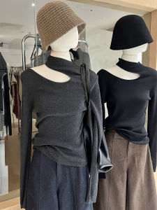 เสื้อถักคอวีทรงสลิมฟิตสำหรับผู้หญิง ดีไซน์เก๋ไก๋ สไตล์เกาหลี เสื้อคลุมกันหนาวแบบสวมหัว แขนยาว ปกติ