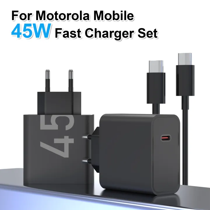 45W USB C Charger Fast Charging with Cable for Motorola Edge Series Moto G06 Power/G86/G85 Razr 60/50 Ultra PD/QC Power Adapter