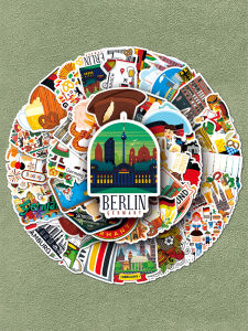 Nhãn Dán Điện Thoại Di Động Germany Art Human Geography Building View Personalized Cartoon Creative Simple Nhãn Laptop Túi Xách Nhãn Máy Tính Bảng Chống Nước