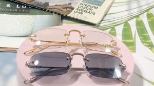 Anti Radiation Photochromic glasses For Women Men Blue Light Blocking Rimless Rectangle Eyewear