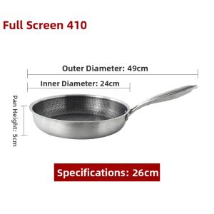 Stainless Steel Full Screen Honeycomb Non-Stick Easy Clean Frying Pan