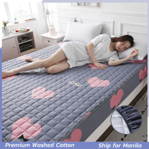 [Ready To Ship+COD] DreaMe Pure Cotton Mattress Protector Cover Bed Cover King Queen Double Quilted Bed Sheet Bed Skirt One-piece Mattress Protection Cover Nonslip Fixed Dustproof and Pillowcase