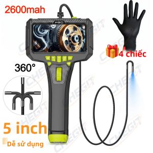 Ống Soi Nội Soi Khớp Nối 360 Độ Độ Phân Giải 1080P HD Ống Kính 6.0mm Với Màn Hình LCD 5 Inch Camera Kiểm Tra Công Nghiệp Dùng Cho Kiểm Tra Đường Ống Ô Tô