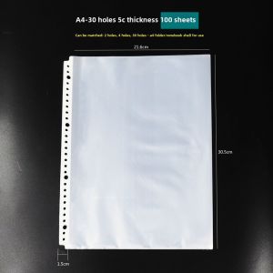 Transparent File Bag A4 Insert Loose-Leaf Bag 20 Holes 26 Holes 30 Holes Folder Plastic Protecting Bag Thickened Refill A5/B5 Material File Protective Film Student Card Sets inside Pages of Notebook Core