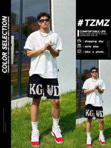 กางเกงขาสั้นบาสเก็ตบอลสไตล์อเมริกันสำหรับผู้ชาย กางเกงขาสั้นลำลอง ระบายอากาศได้ดี ทรงหลวม ผ้าฝ้ายแท้ 5 ส่วน สำหรับฤดูร้อน