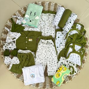 paket komplit perlengkapan bayi baru lahir seri hijau olive SNI