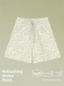 MiiOW | Floral Print Short Sleepwear Womens Skin-friendly Breathable Home Pants Youth Casual Summer Thin Fabric MiiOW Cat Person