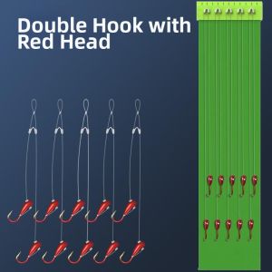 KNOLIEV | Double Copper Red Gold Head Fishing Hook Line