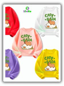 Áo cho bé Sweater bé trai va bé gái in hình capybara và cá sấu từ 6kg-32kgATD04