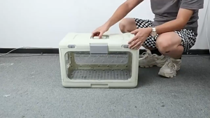 HATELI Transparent Cat Carrier Breathable Thickening Foldable Dog Cage Plastic with Handle Cat Transport Box Car Air Carrying Box