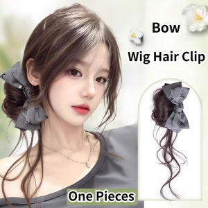 Bow Low Ponytail Wig Clip Fashion Long Curly Hair Simulation Wig Hair Accessories for Sweet Girls