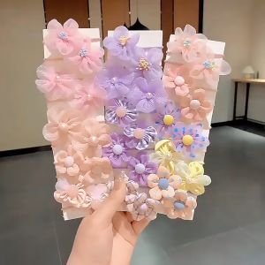 3Pcs/Set Cute Lace Baby Cute Headband Turban Flower Bows Girl Newborn Elastic Baby Turban Chiffon Flower Felt Bows Hairband Baby Hair Accessories