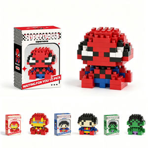 Bandai | Spider-Man Superman Captain America 3D Micro-Particle Building Blocks Interlocking Model Ornament Stress Relief Toy