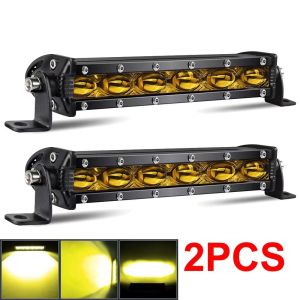 6D 8 Inch LED Work Light Bar White Yellow Spotlight 8 Ultra Strip Slim Barra LED 4x4 for Offroad Truck 4x4 ATV Motorcycle