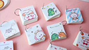 🔥chageey👍 80 Sheets Mini Cute Cartoon Spiral Wirebound Pocket Notebook Office Student Portable Notebook Portable Notebook
