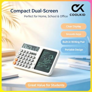 Rechargeable 2 in 1 Voice Talking Calculator & Digital Drawing Writing Pad Dual Screen Office School Calculator