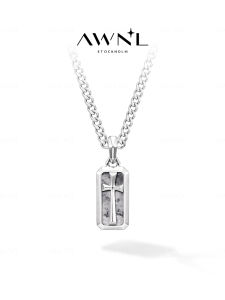Pablo Picasso Stone S925 Silver Cross Pendant Necklace