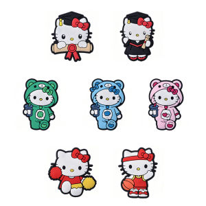 Mesuca | Hello Kitty Graduation Cap Shoe Charms PVC Shoes Decoration Bracelet Wristband Sandal Shoe Accessories Buckle for Kids Gifts