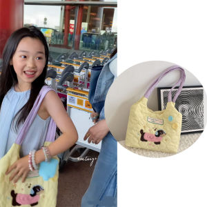 Cute Embroidered Dog Single Shoulder Bag Lightweight Commuter Crossbody Bag for Women Cloud Shape Handbag Korean Style
