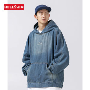 HELLO JIM Denim hoodies for men 2023 new wash style loose hoodies men KS3786
