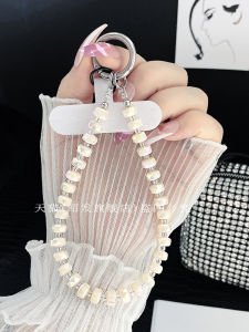 Fancy Crystal Phone Chain Pendant Skin Color Female Glass Macaron New Arrival Rhinestone Mobile Phone Lanyard Key Pendants Bag Lanyard Pendant Classy Wrist Strap Beaded Card Back Clip