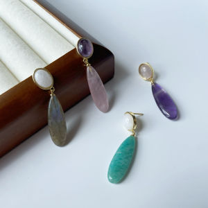 TiamoYt Original Design Natural Stone Earrings Versatile Luxury Minimalist Geometric Womens Fashion Jewelry Ear Jewelry
