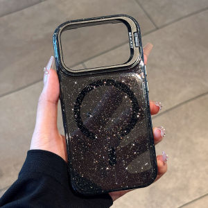 Ốp Lưng Từ Tính Magsafe Glitter Cho iPhone Trong Suốt Có Chân Đế Bảo Vệ Toàn Diện Tương Thích Với Các Dòng Pro Max Plus