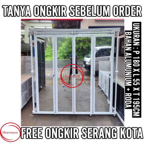 LEMARI PAKAIAN ALUMUNIUM GANTUN GFULL KACA CERMIN JUMBO FREE ONGKIR SERANG KOTA