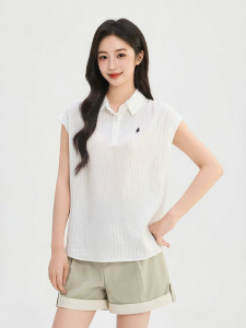 SANFU | Summer New Cute Loose Puff Shoulder Embroidery Ruffle Collar Women Shirt