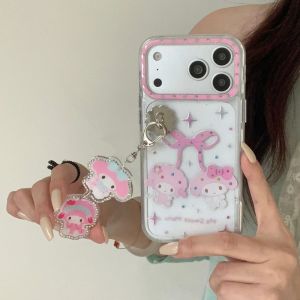 Sanrio | Lovely Gilded Melody and Little Sheep Phone Case for iPhone 17 Pro Max 16 15 14 13 Pro Max Luxury High-end Protective Back Cover