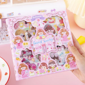 Cute Cartoon Sticker Gift Box Set Girls Scrapbooking Materials Stationery 100 Sheets PET Guka Stickers Adorable Paper Crafts