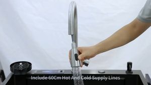 Stainless Steel Kitchen Faucet Hot and Cold Rotatable Basin Mixer Washing Pull Down Sink Tap Pull Out Sprayer Faucets