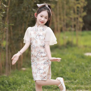 Summer Style Girls Cheongsam Hanfu Dress Thin Performance Costume Childrens Ancient Fairy Tale Outfit National Fashion Kids Clothing