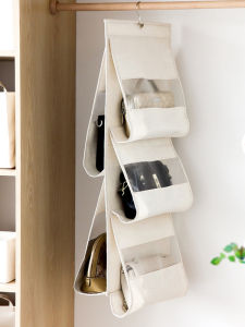Cotton Linen Fabric Bag Organizer Hanging Dustproof Closet Bag Storage Rack Pure Color Japanese Style Handmade Storage Bag