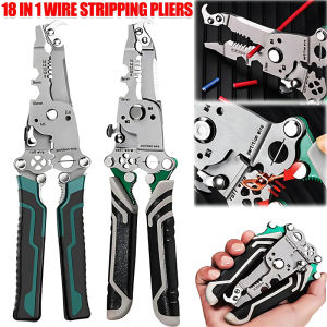 Dizoey 18-in-1 Foldable Wire Stripper Crimper Pliers Compact Folding Design for Electrical Work DIY Projects Safety Connection Tools