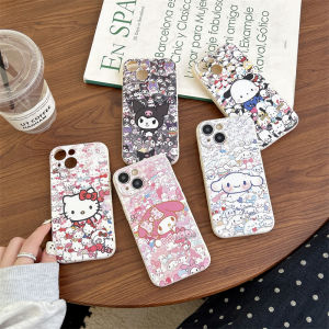 Cartoon Sanrio Characters Phone Case Silicone Protective Cover for Apple 15Promax iPhone 14Plus Anti-Fall Girls Heart Pink 87