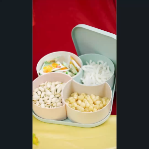 Khay Đựng Mứt Bánh Kẹo Trái Cây 5 Ngăn Nhựa Trong Cao Cấp