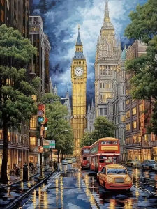 London City Street Scenery Artwork Jigsaw Puzzle 500/1000/1200/2000PCS Stress Relief Puzzle Wall Art Decor Gift