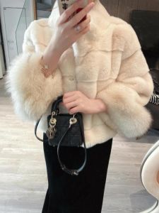 Áo Khoác Da Ngắn Kiểu Mới Thu Đông Cho Nữ Áo Khoác Da Lông Cáo Giả Thân Thiện Với Môi Trường Áo Khoác Da Lông Trẻ Trung