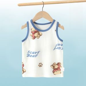 Pure Cotton Summer Thin Sleeveless Vest for Children Baby Boys Girls Outerwear Protective Belly Strap Summer Clothes