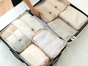 8PCS Luggage Organizer Set Storage Bag with Zipper Large Capacity Travel Organizer Set Thickened Waterproof Dustproof Organizer Pouch Travel pouch sets Christmas gift