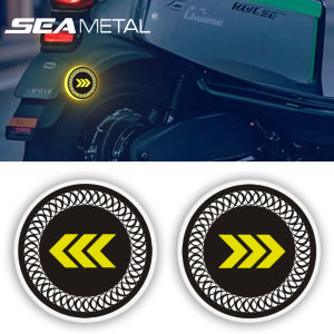 SEAMETAL Motorcycle Reflect Turn Signal Sticker Light Daytime Circular LED Taillights Refit Night Driving Safety Warning Lights