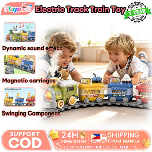 Magnetic Track Train Lights&Music Spray Electric Steam Interactive Toy for 3-6Y Children Boys