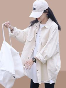 เสื้อเชิ้ตผู้หญิงแขนยาวฤดูใบไม้ร่วง ฤดูหนาว 2024 ทรงหลวม สไตล์สตรีท เสื้อเชิ้ตยีนส์ ทรงหลวม สำหรับผู้หญิงไซส์ใหญ่