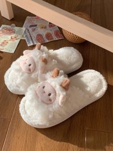 Thin Strip Cotton Slippers for Women with Soft Fleece Lining and Heattech Feature Indoor Use Perfect for Autumn and Winter