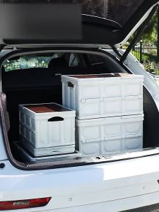 Outdoor Camping Folding Box With Wooden Lid  Large Camping Storage Box Food Organizer Container For Household Folding Storage Crate Car Trunk Organizer Daily Use