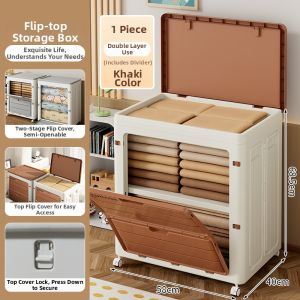 Large Capacity Extra Large Flap Wheeled Foldable Clothing Storage Box