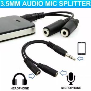 Headphone AUX Stereo Audio Cable Audio-Mic Splitter Stereo Audio Jack Y Splitter Adapter Cable 3.5mm 1 Male To 2 Female